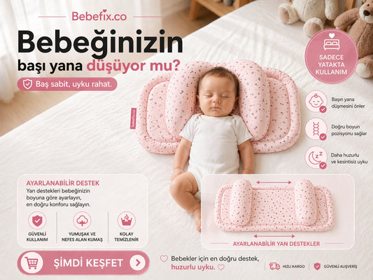 Ayarlanabilir Yan Destekli Bebek Baş & Boyun Destek Yastığı